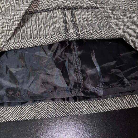 Carole Little Women’s Size 8 Wool Blend Black Grey A-Line Skirt Belt Chevron - Picture 7 of 8